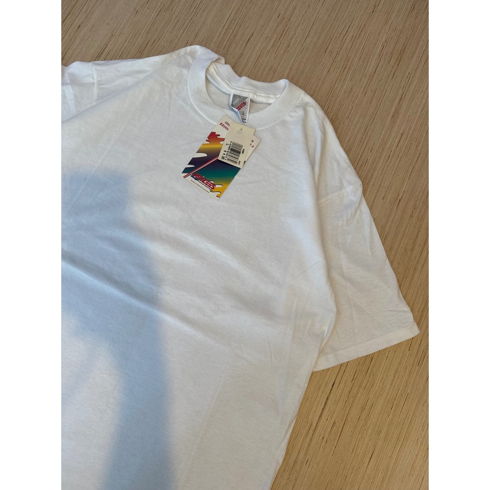 Vintage Jerzees Blank T-Shirt Mens Large White 50/50 Heavyweight NWT 38